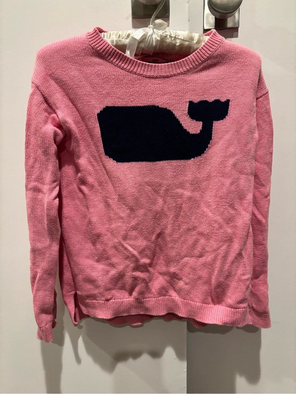 Vineyard Vines Pink Crewneck with Navy Whale Motif